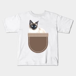 Cat in Pocket (Siamese Cat 2) Kids T-Shirt